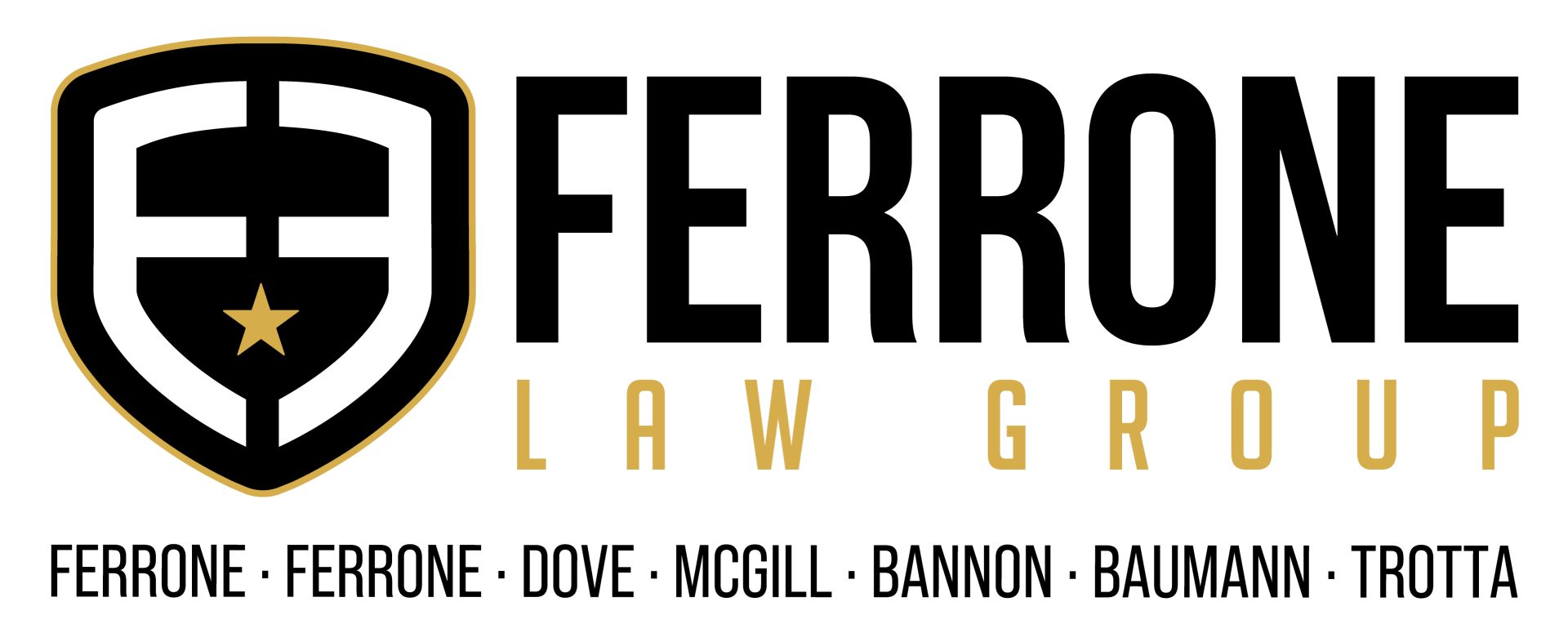 Ferrone Law Group logo with shield emblem and attorney names